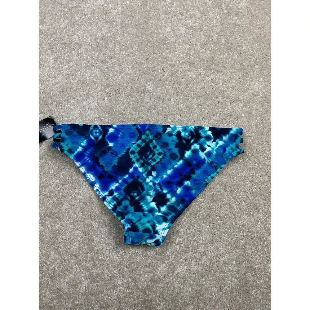 California Waves Women's Swimwear Bottom S Blue Tie Dye Strappy Nylon Spandex‎